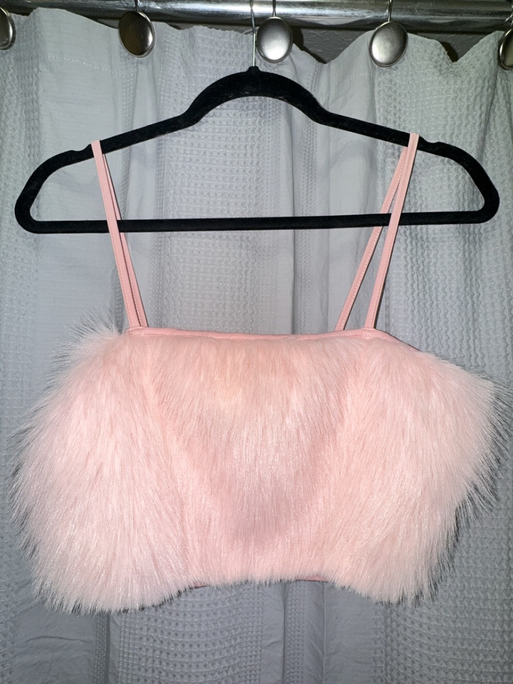 SHEIN Light Pink Faux Fur Crop Cami